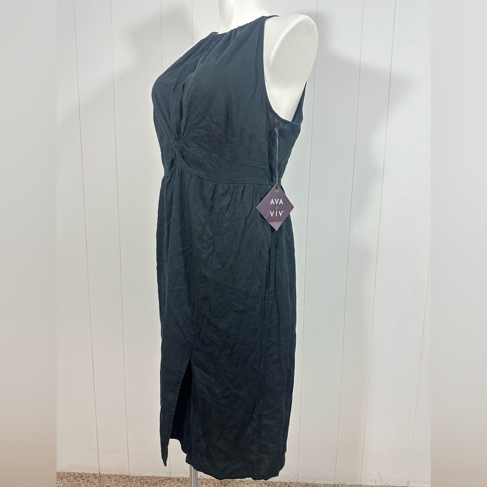 NWT Ava & Viv Women's Halter Neck A-Line Linen Black Dress Size XXL - Picture 7 of 15
